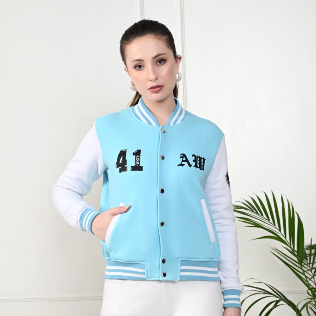 Elevate Your Style with Our Trendy Women Varsity Jacket