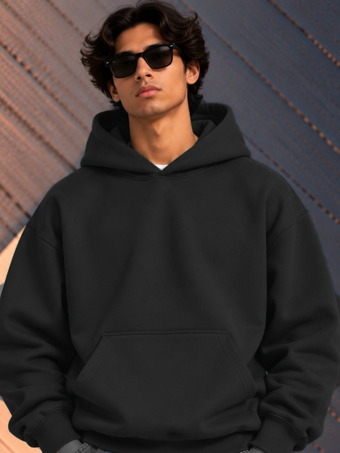 Solid Plain Hoodie - Onyx Black
