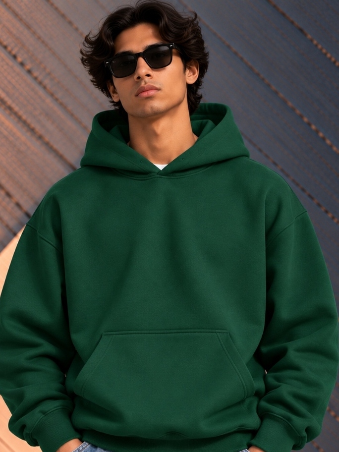 Solid Plain Hoodie - Forest Green