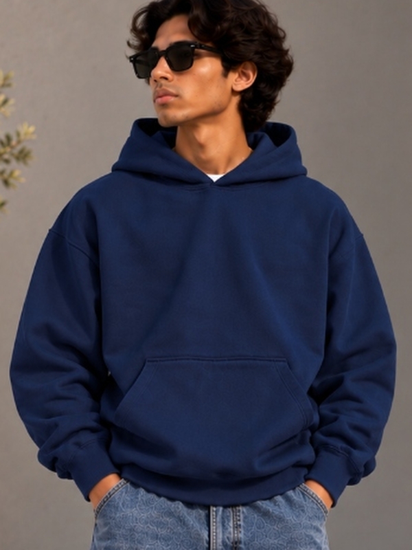 Solid Plain Heavyweight Hoodie - Royal Blue