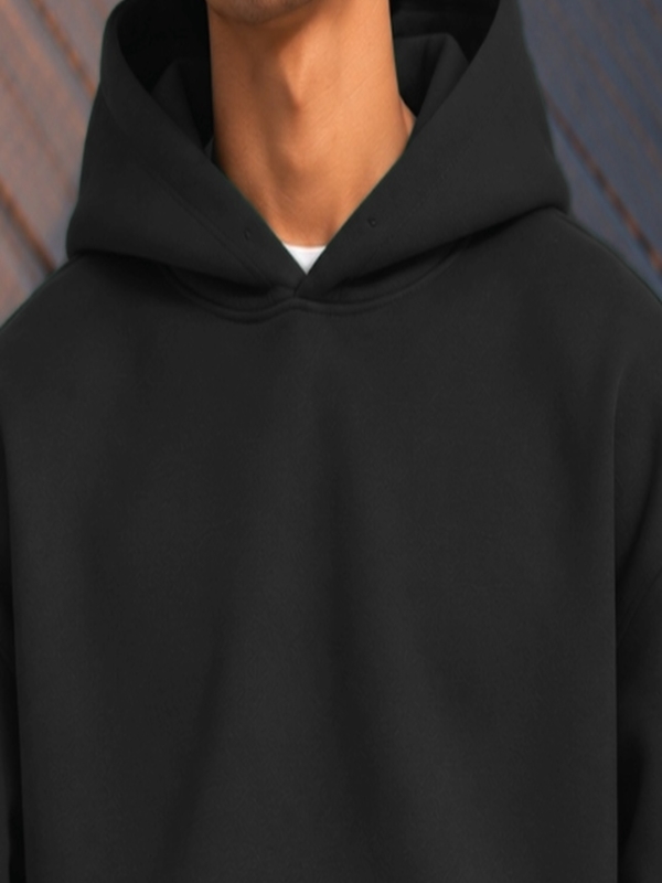 Solid Plain Heavyweight Hoodie - Onyx Black