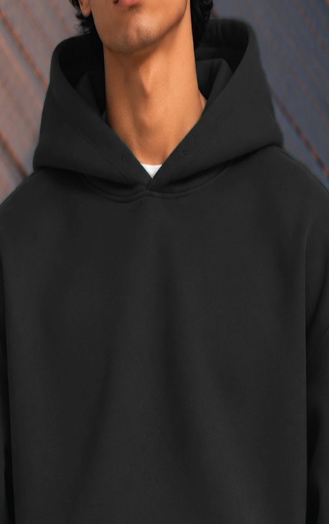 Solid Plain Hoodie - Onyx Black