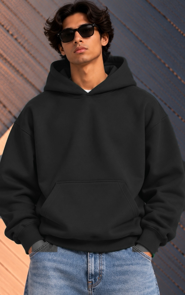 Solid Plain Hoodie - Onyx Black