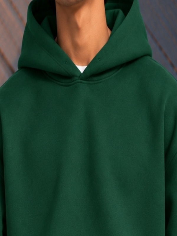 Solid Plain Heavyweight Hoodie - Forest Green