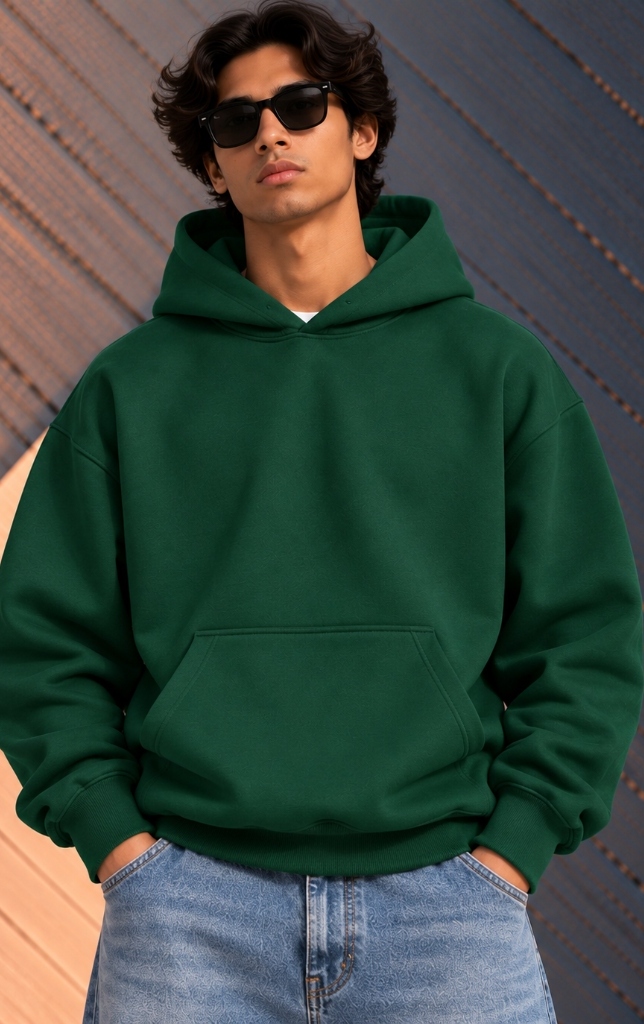 Solid Plain Hoodie - Forest Green